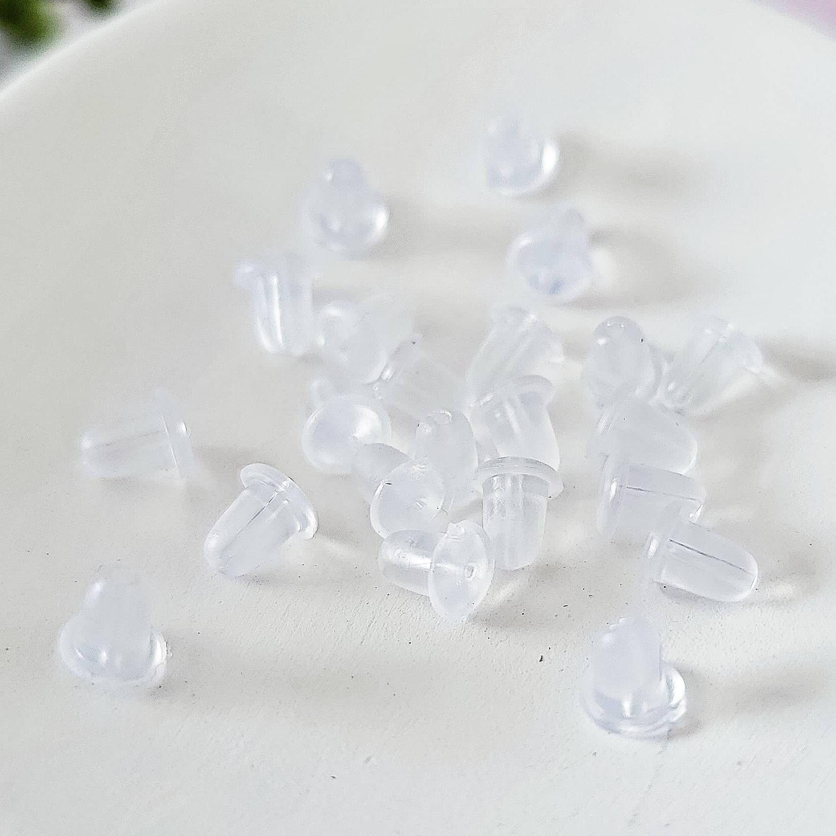 Bulk Bullet Style 6x5mm Clear Silicone Earring Backs, 200 Pieces, Back 1 - 