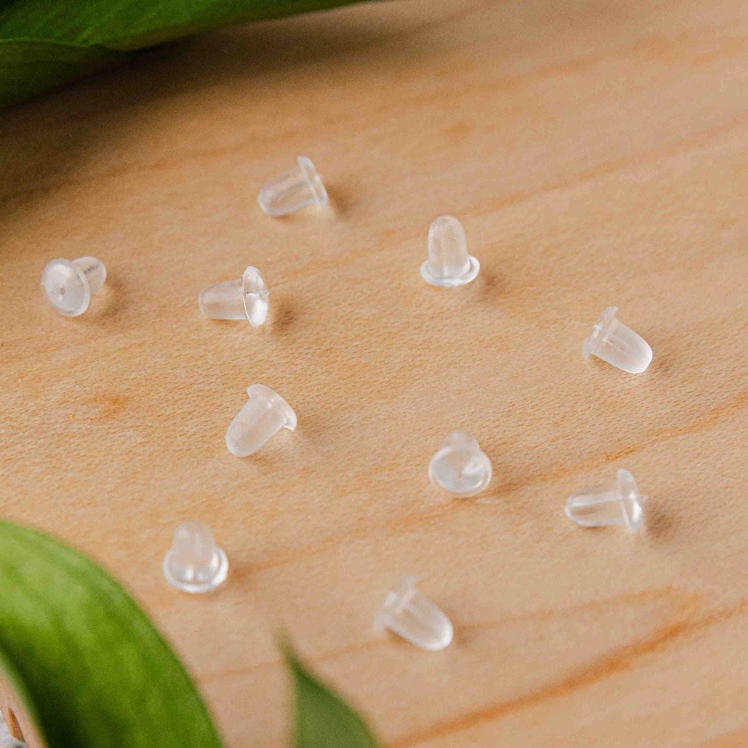 Bulk Bullet Style 6x5mm Clear Silicone Earring Backs, 200 Pieces, Back 1 - 