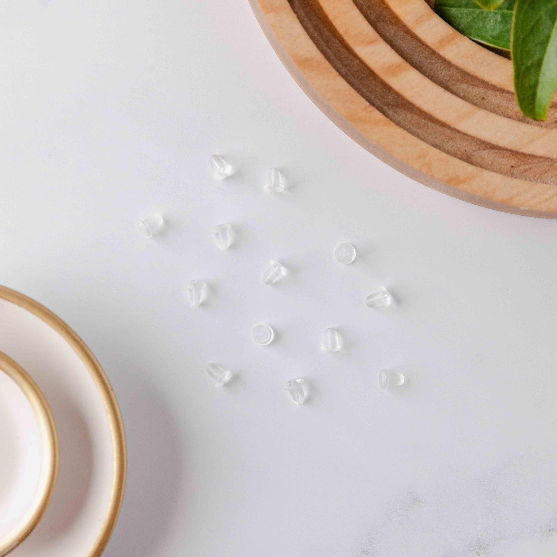 Bulk Bullet Style 6x5mm Clear Silicone Earring Backs, 200 Pieces, Back 1 - 