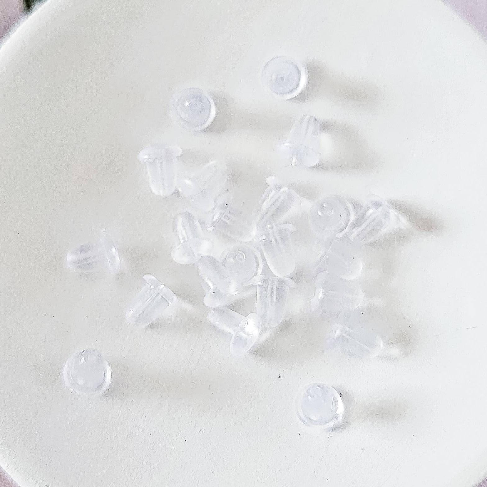 Bulk Bullet Style 6x5mm Clear Silicone Earring Backs, 200 Pieces, Back 1 - 