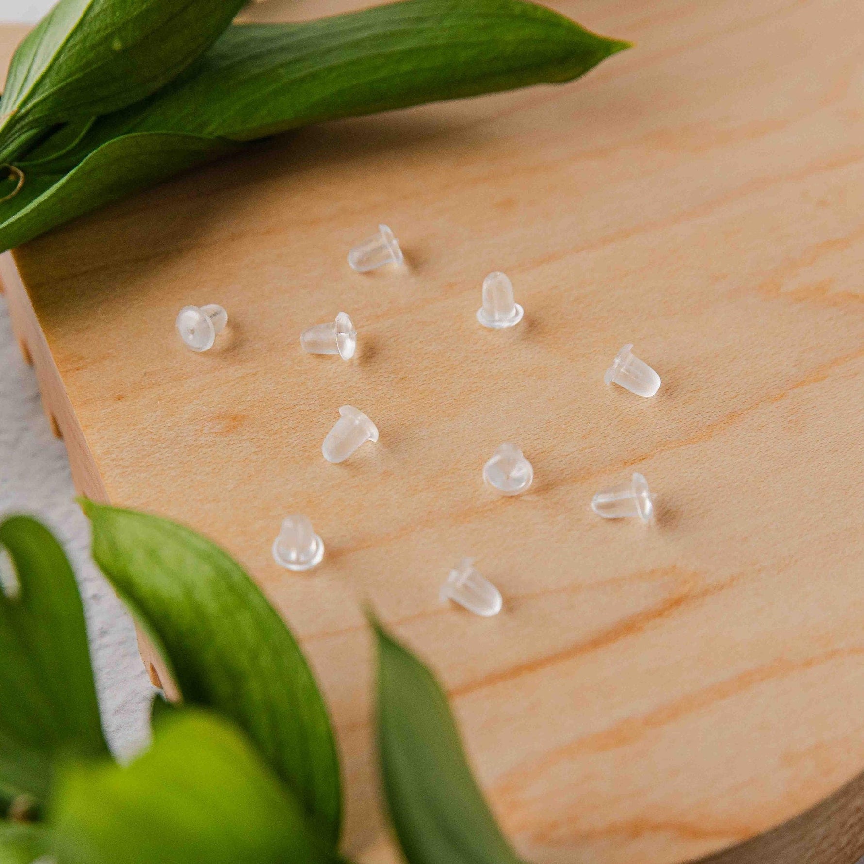 Bulk Bullet Style 6x5mm Clear Silicone Earring Backs, 200 Pieces, Back 1 - 