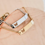 Butterfly Cutout Bar Bolo Bracelet (Silver or Gold), 1 Total, Metal Blank 123 - 