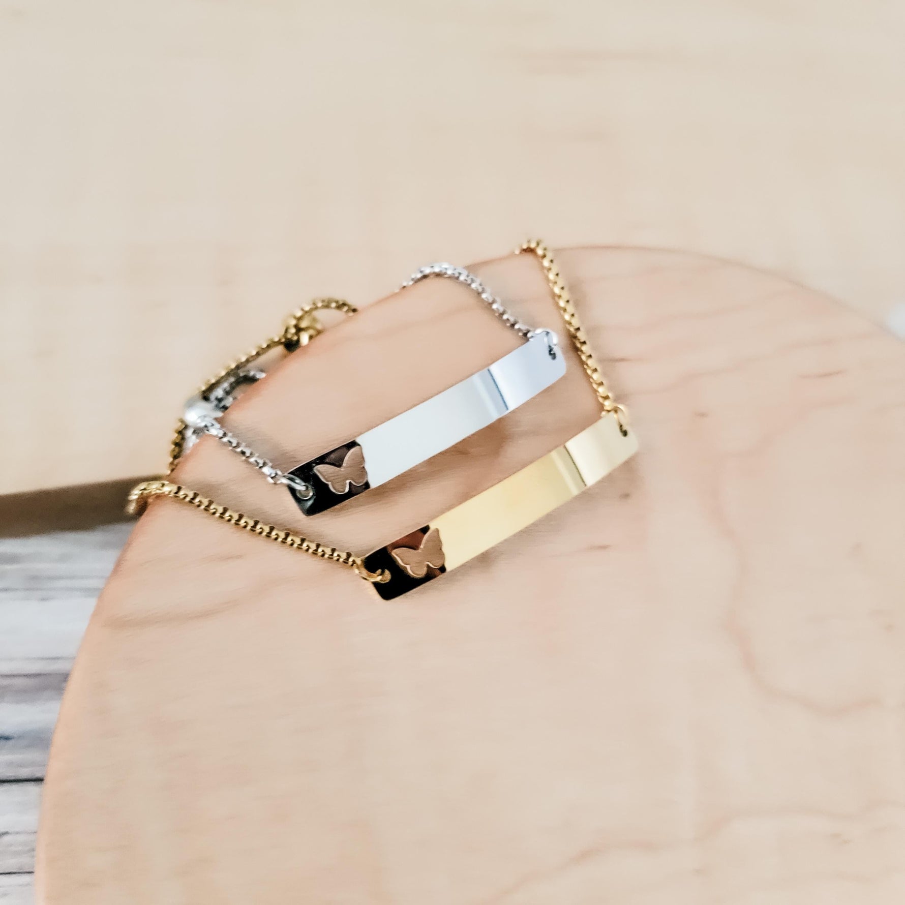 Butterfly Cutout Bar Bolo Bracelet (Silver or Gold), 1 Total, Metal Blank 123 - 