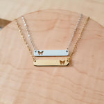 Butterfly Cutout Horizontal Bar Necklace (Silver or Gold), 1 Total, Metal Blank 122 - 