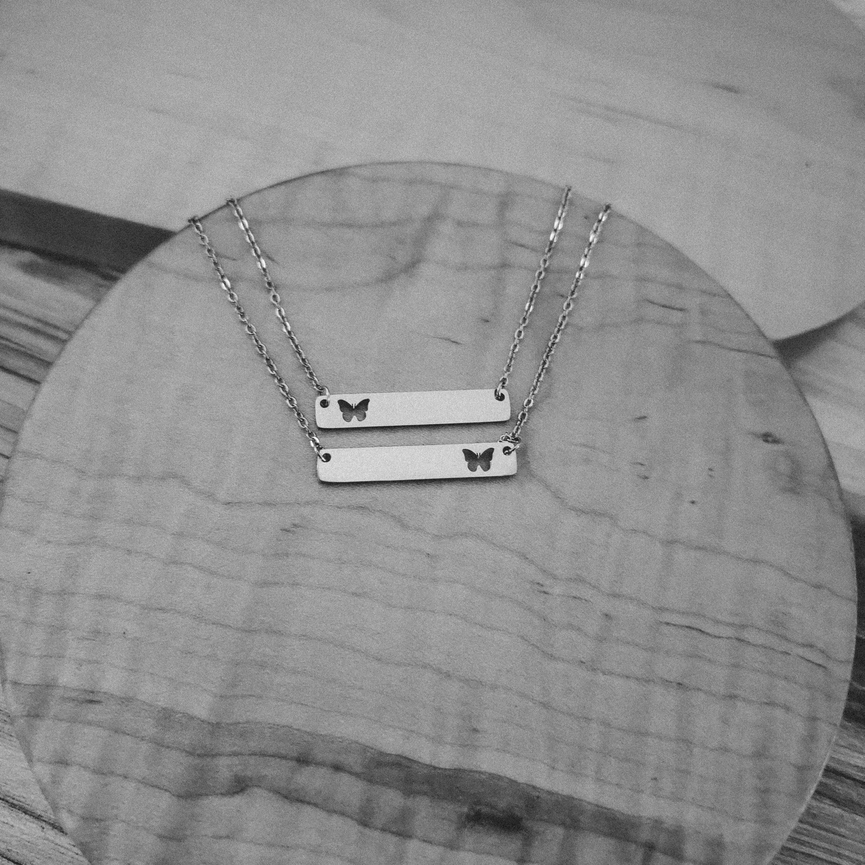 Butterfly Cutout Horizontal Bar Necklace (Silver or Gold), 1 Total, Metal Blank 122 - 