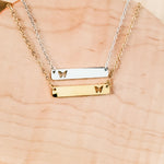 Butterfly Cutout Horizontal Bar Necklace (Silver or Gold), 1 Total, Metal Blank 122 - 