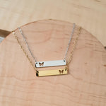 Butterfly Cutout Horizontal Bar Necklace (Silver or Gold), 1 Total, Metal Blank 122 - 