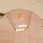 Butterfly Cutout Horizontal Bar Necklace (Silver or Gold), 1 Total, Metal Blank 122 - 