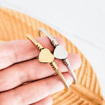 Cable Heart Bangle Bracelet (Silver or Gold), 1 Total, Metal Blank 171 - 