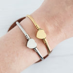 Cable Heart Bangle Bracelet (Silver or Gold), 1 Total, Metal Blank 171 - 