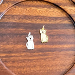 Cat Charms with Attached Jump Rings (Silver or Gold), 5 Total, Metal Blank 149 - 