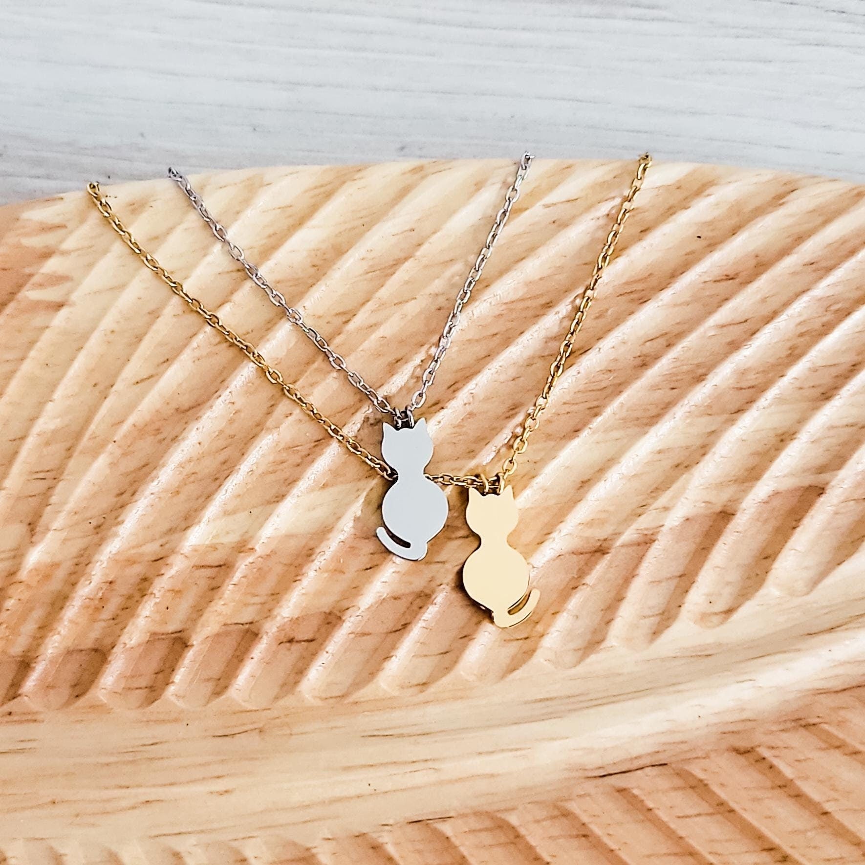 Cat Necklace (Silver or Gold), 1 Total, Metal Blank 96 - 