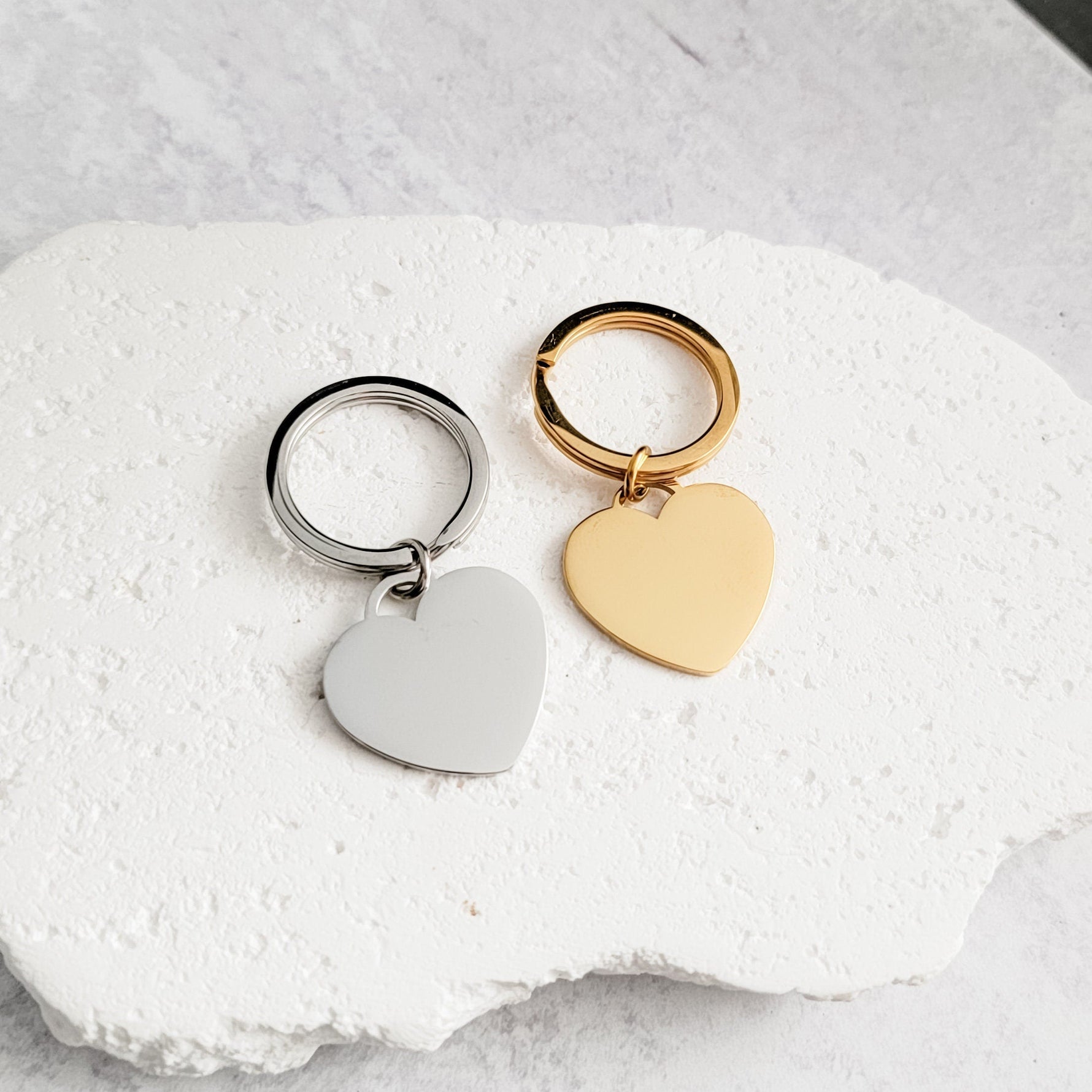 Centered Heart Keychain (Silver or Gold), 1 Piece Total, Metal Blank 38 - 