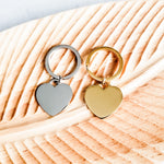 Centered Heart Keychain (Silver or Gold), 1 Piece Total, Metal Blank 38 - 