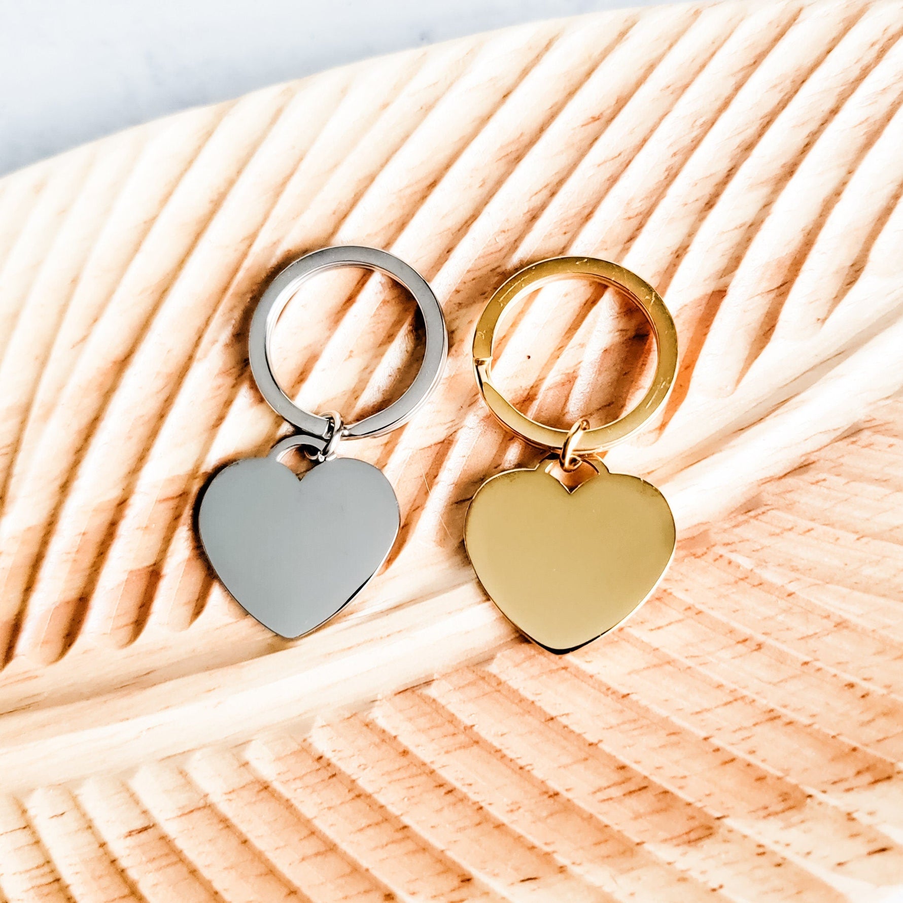 Centered Heart Keychain (Silver or Gold), 1 Piece Total, Metal Blank 38 - 