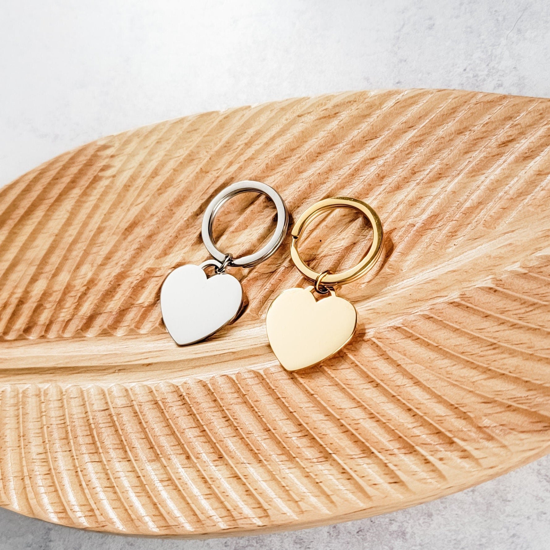 Centered Heart Keychain (Silver or Gold), 1 Piece Total, Metal Blank 38 - 