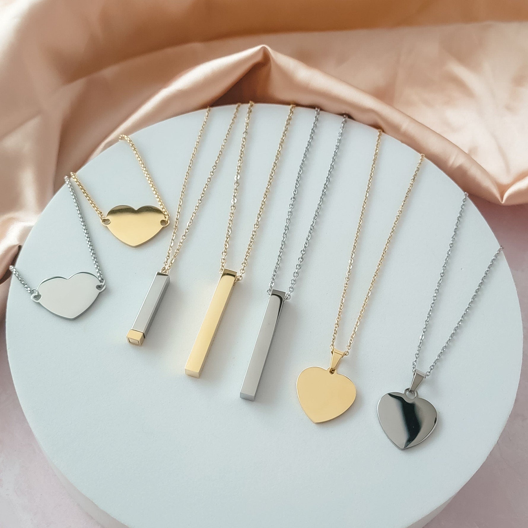Centered Heart Necklace (Silver or 14k Gold), 1 Total, Metal Blank 2 - 