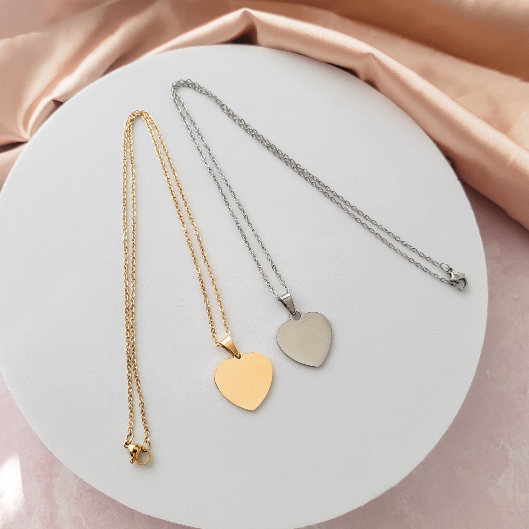 Centered Heart Necklace (Silver or 14k Gold), 1 Total, Metal Blank 2 - 