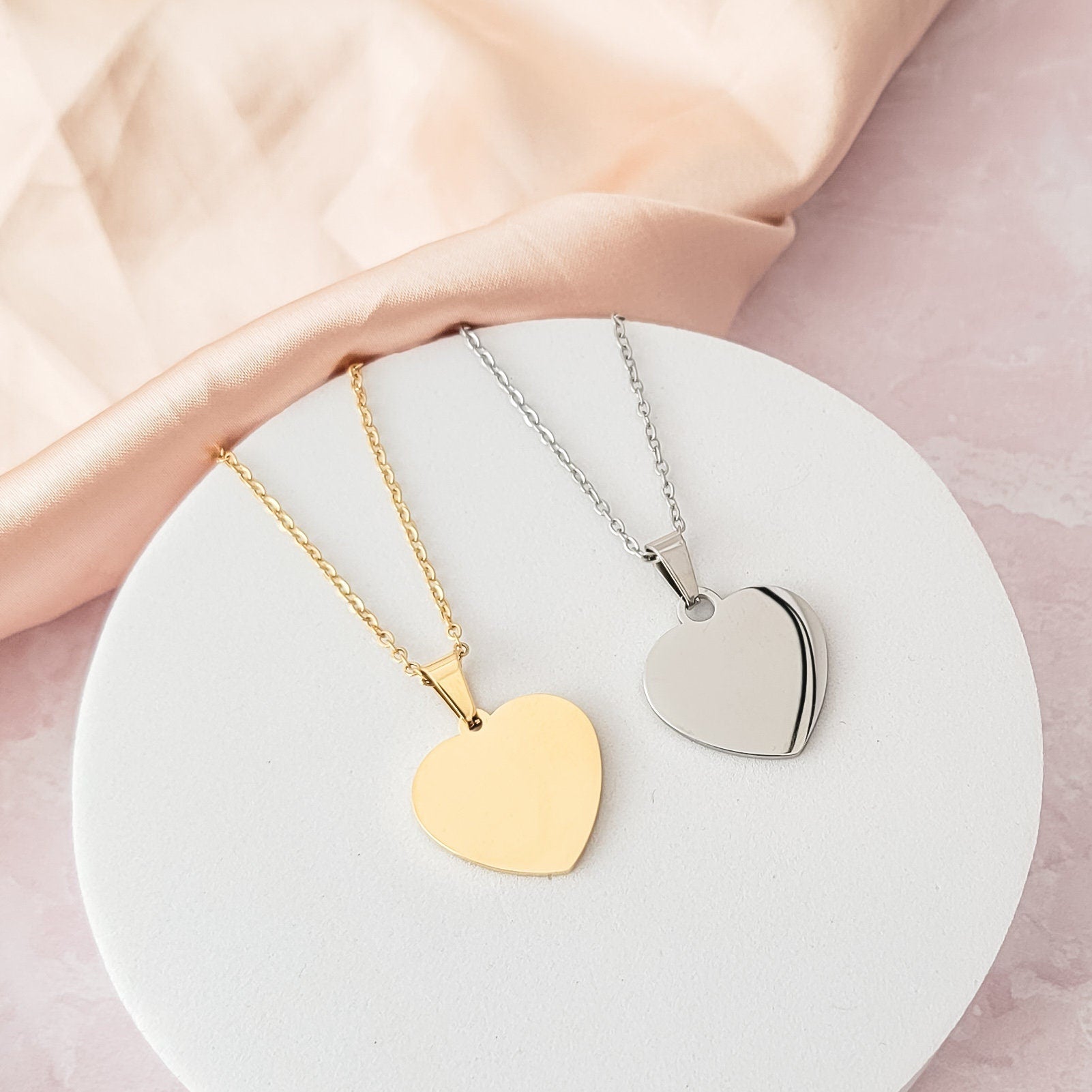Centered Heart Necklace (Silver or 14k Gold), 1 Total, Metal Blank 2 - 