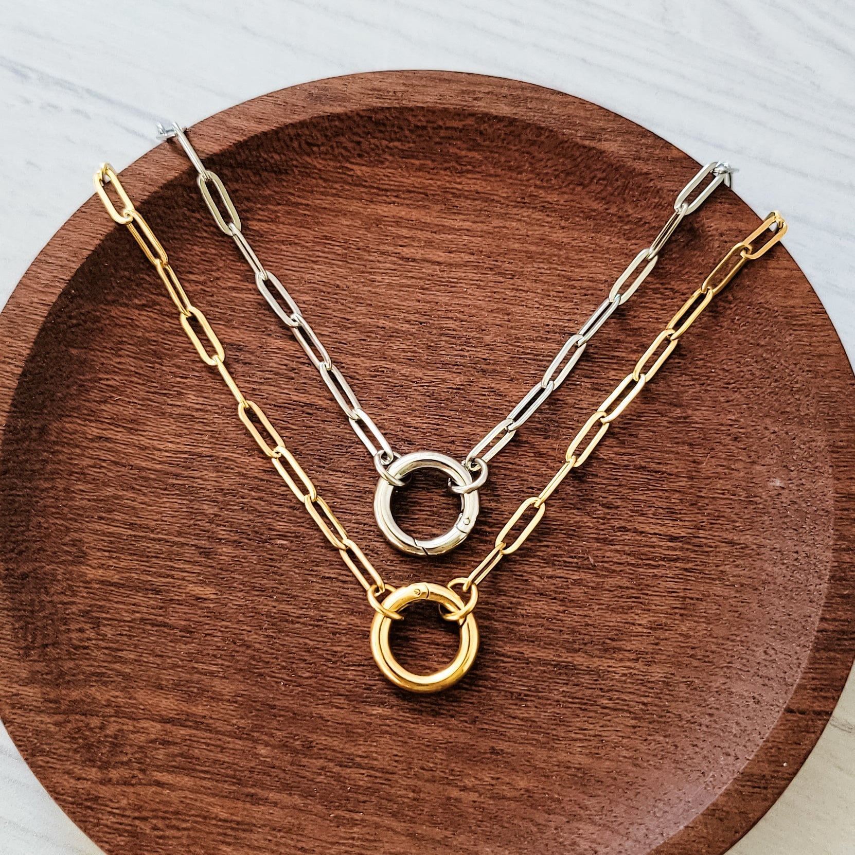 Charm Holder Paperclip Chain Necklace (Silver or Gold), 1 Total, Metal Blank 178 - 