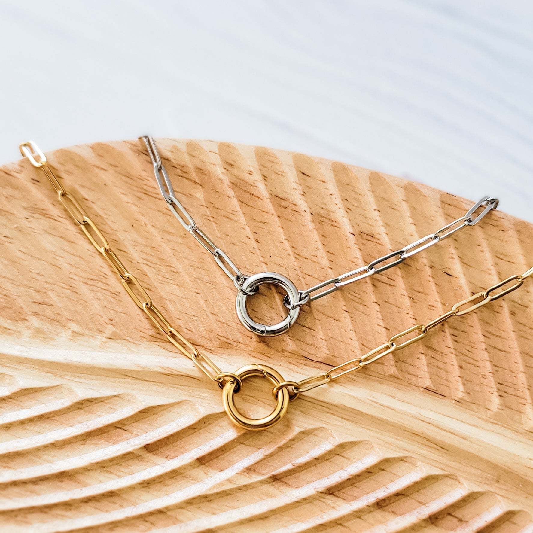Charm Holder Paperclip Chain Necklace (Silver or Gold), 1 Total, Metal Blank 178 - 