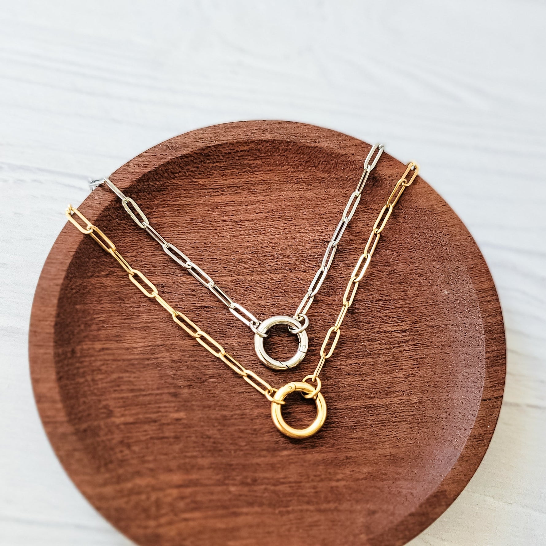 Charm Holder Paperclip Chain Necklace (Silver or Gold), 1 Total, Metal Blank 178 - 
