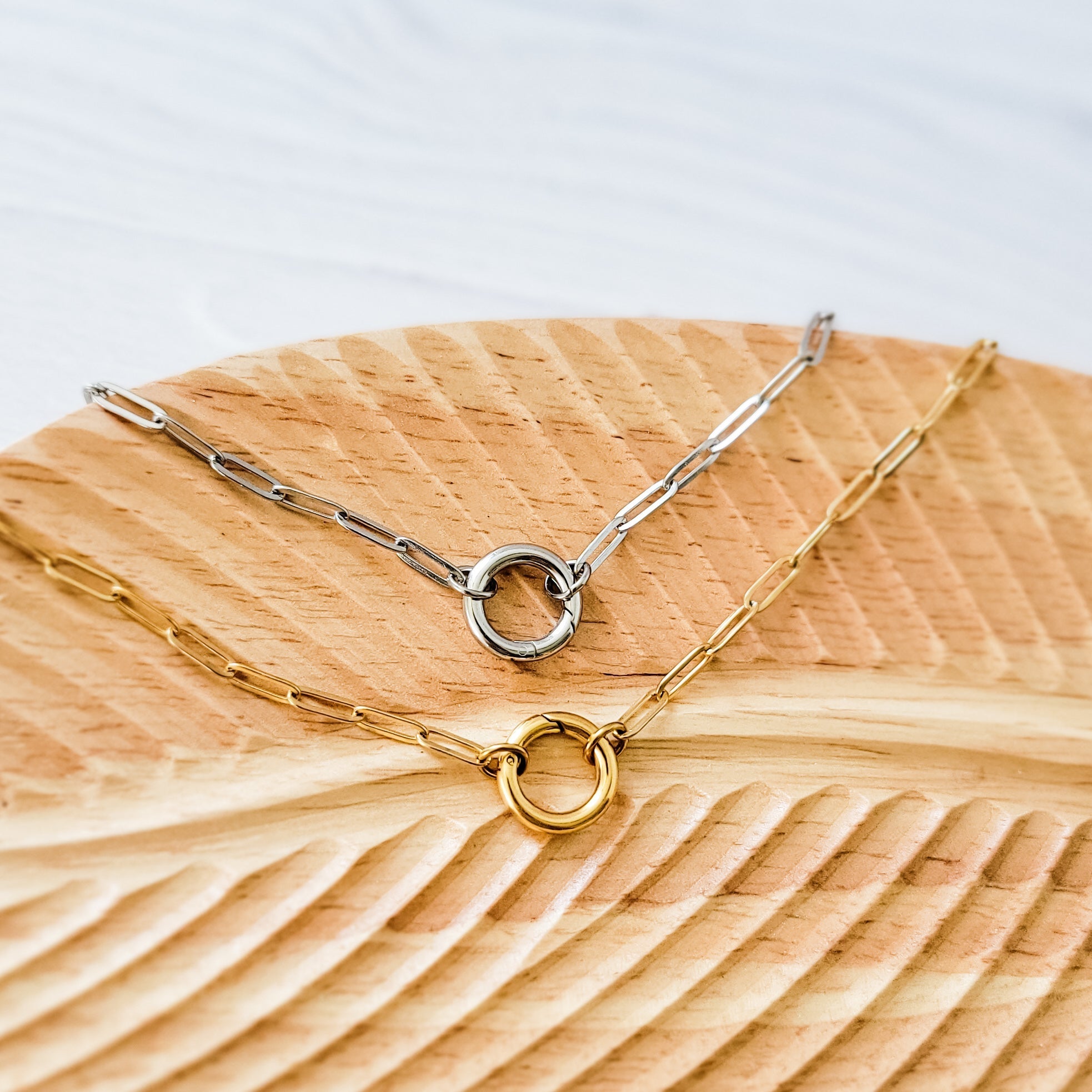 Charm Holder Paperclip Chain Necklace (Silver or Gold), 1 Total, Metal Blank 178 - 