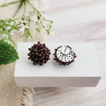 Chocolate Brown 15mm Small Seed Bead Topper, 1 Pair, Seed Bead 20 - 