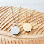 Circle Urn Memorial Necklace (Silver, Gold, or Rose Gold), 1 Total, Metal Blank 74 - 