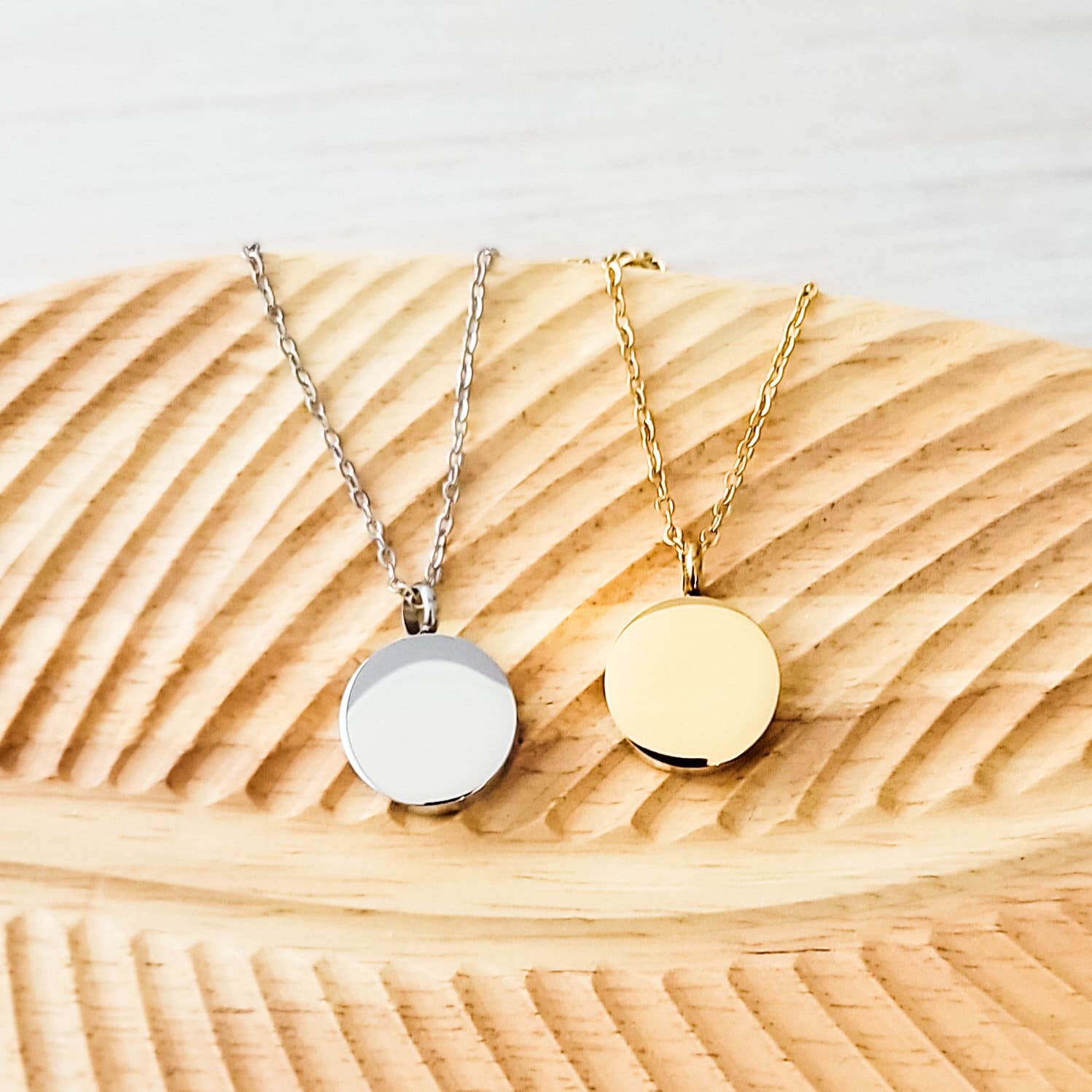 Circle Urn Memorial Necklace (Silver, Gold, or Rose Gold), 1 Total, Metal Blank 74 - 