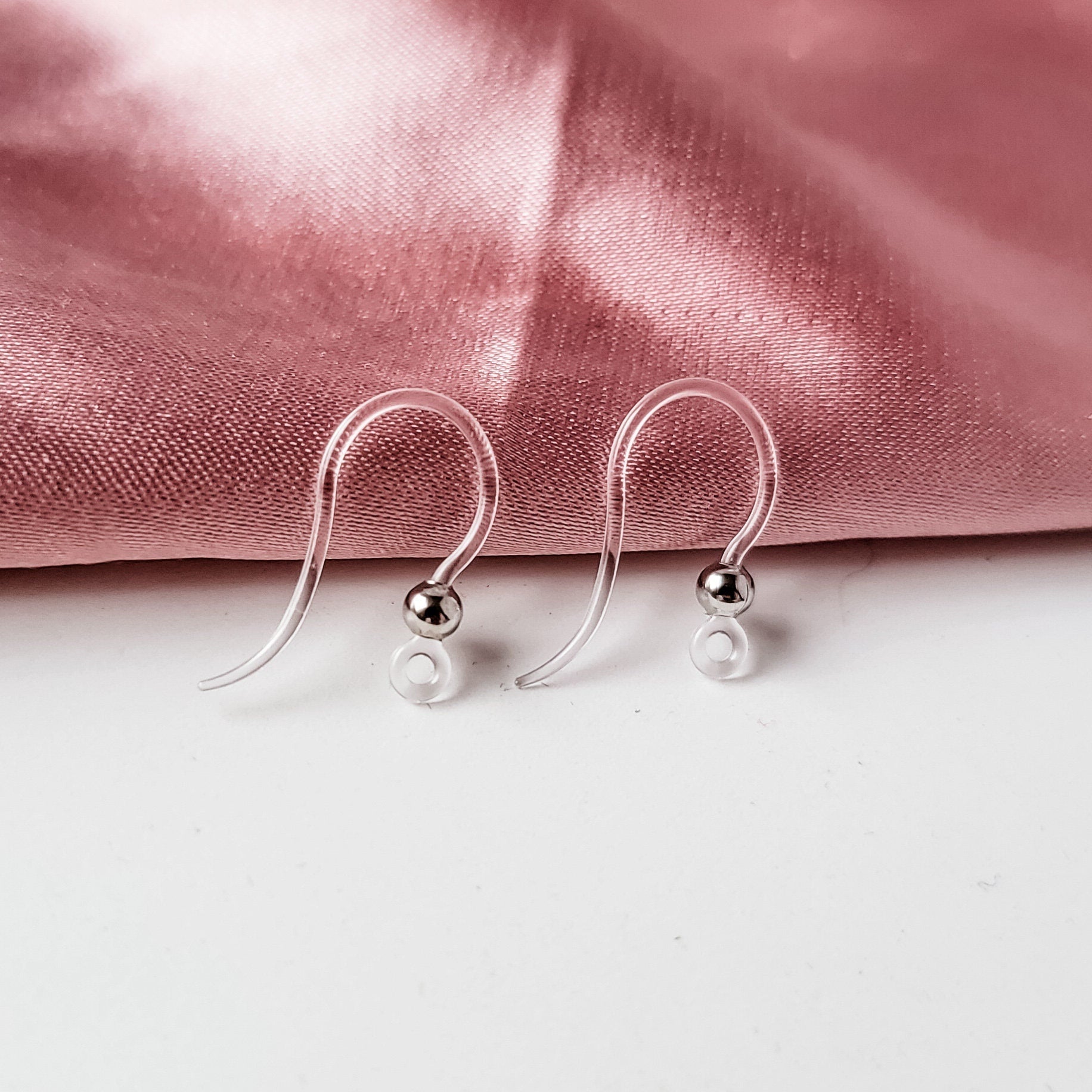 Clear Plastic Ear Wires with Silver Bead, 20 Pieces, Plastic 4 - 