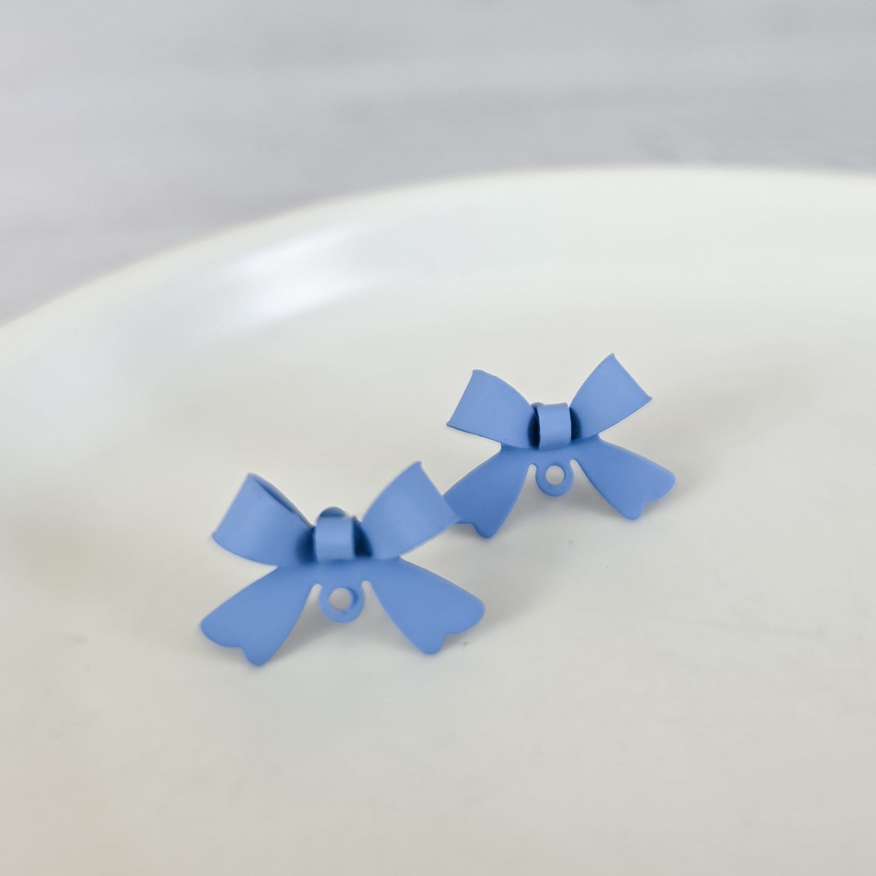 Cornflower Blue Stainless Steel Bow Stud Connector, 10 Pieces, Bow 65 - 