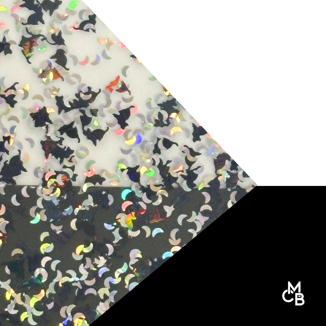 Cosmic Kitty Shaped Glitter Cast Acrylic | Glitter Acrylic Sheet | CMB Acrylic