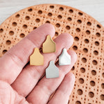 Cow Tag Studs (Silver or Gold), 1 Pair Total, Metal Blank 136 - 
