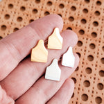 Cow Tag Studs (Silver or Gold), 1 Pair Total, Metal Blank 136 - 