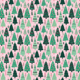 Cozy Christmas Trees on Pink Pattern Acrylic Sheets - CMB Pattern Acrylic