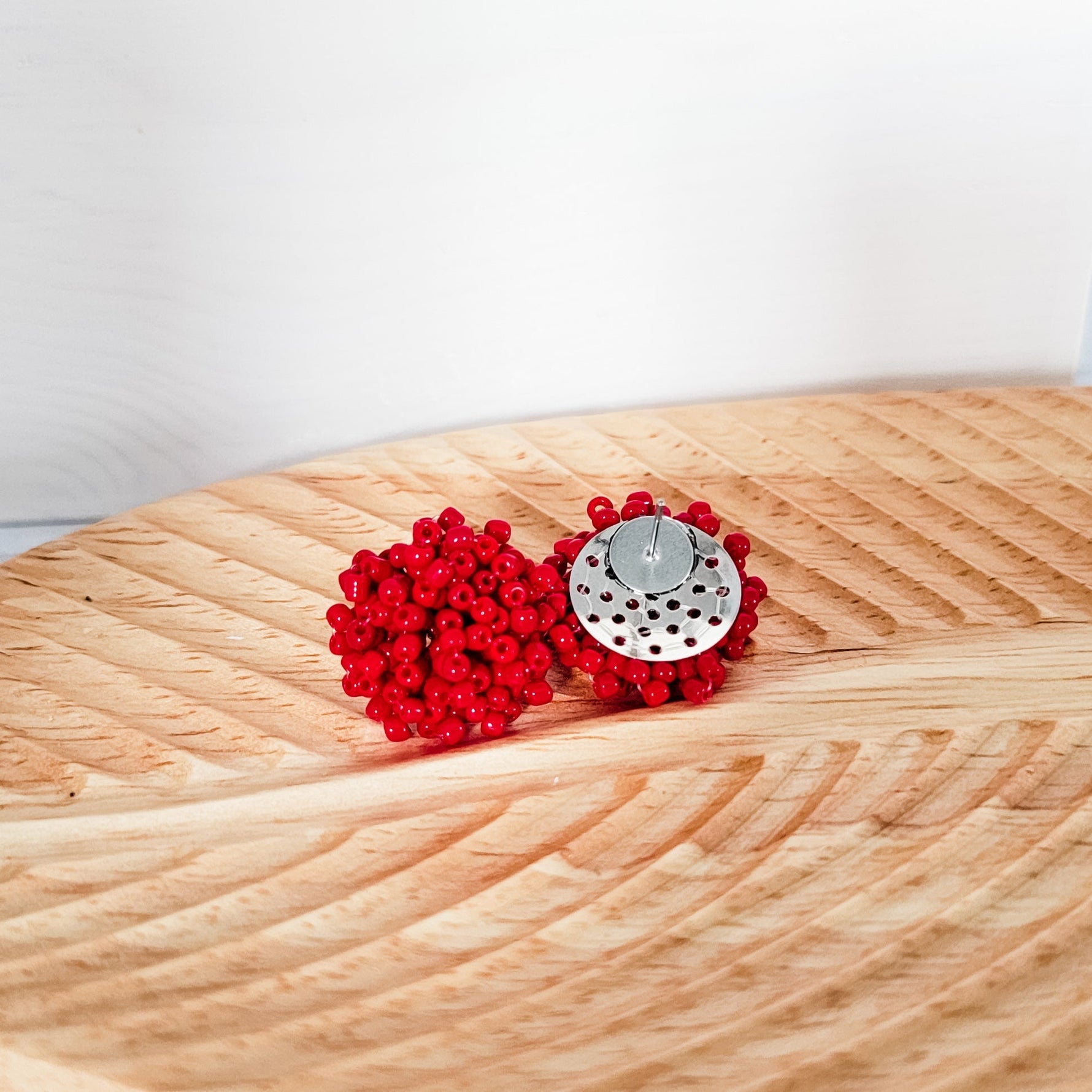 Crimson 15mm Small Seed Bead Topper, 1 Pair, Seed Bead 1 - 