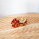 Crimson and Gold Mix 15mm Small Seed Bead Topper, 1 Pair, Seed Bead 44 - 