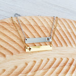 Cross Cutout Horizontal Bar Necklace (Silver or Gold), 1 Total, Metal Blank 180 - 