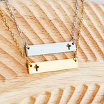 Cross Cutout Horizontal Bar Necklace (Silver or Gold), 1 Total, Metal Blank 180 - 