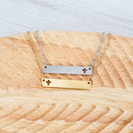 Cross Cutout Horizontal Bar Necklace (Silver or Gold), 1 Total, Metal Blank 180 - 