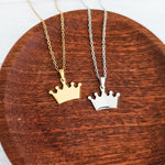 Crown Pendant Necklace (Silver or Gold), 1 Total, Metal Blank 195 - 