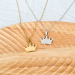 Crown Pendant Necklace (Silver or Gold), 1 Total, Metal Blank 195 - 
