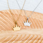 Crown Pendant Necklace (Silver or Gold), 1 Total, Metal Blank 195 - 