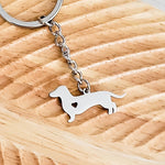 Dachshund Heart Pendant Keychain (Silver), 1 Total, Metal Blank 95 - 