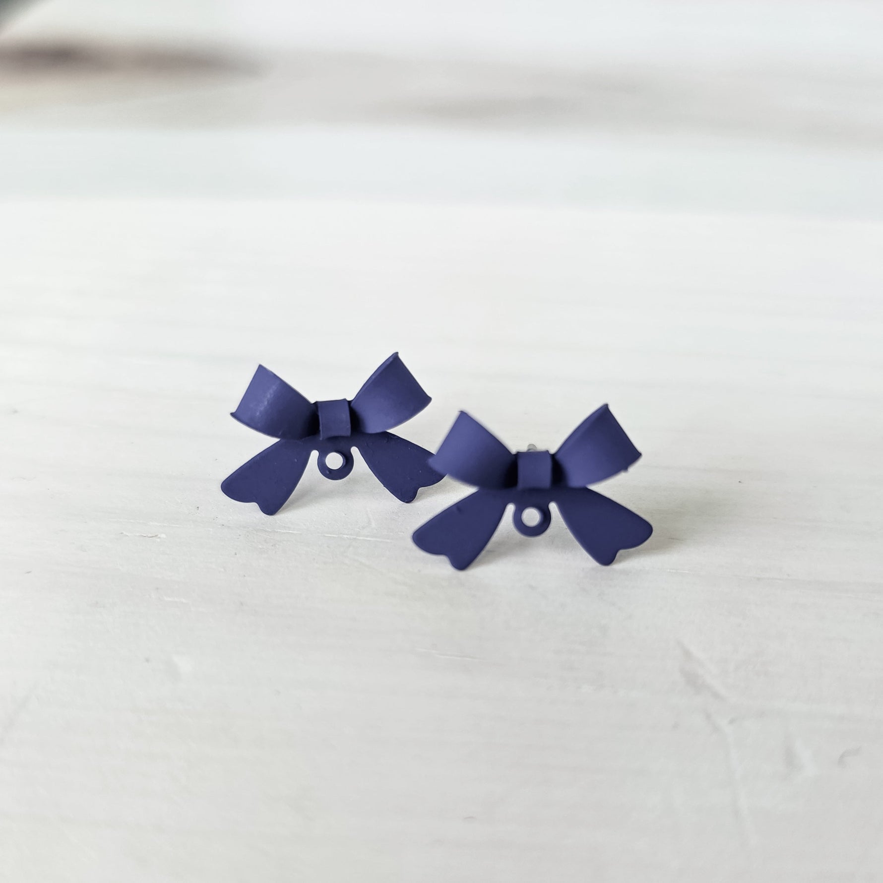 Dark Indigo Blue Stainless Steel Bow Stud Connector, 10 Pieces, Bow 68 - 