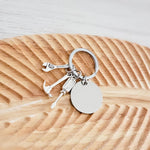 Disc with Tool Trio Charm Keychain (Silver), 1 Piece Total, Metal Blank 94 - 