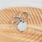 Disc with Tool Trio Charm Keychain (Silver), 1 Piece Total, Metal Blank 94 - 