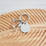 Disc with Tool Trio Charm Keychain (Silver), 1 Piece Total, Metal Blank 94 - 
