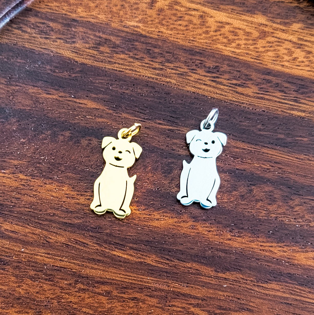 Dog Charms with Attached Jump Rings (Silver or Gold), 5 Total, Metal Blank 148 - 